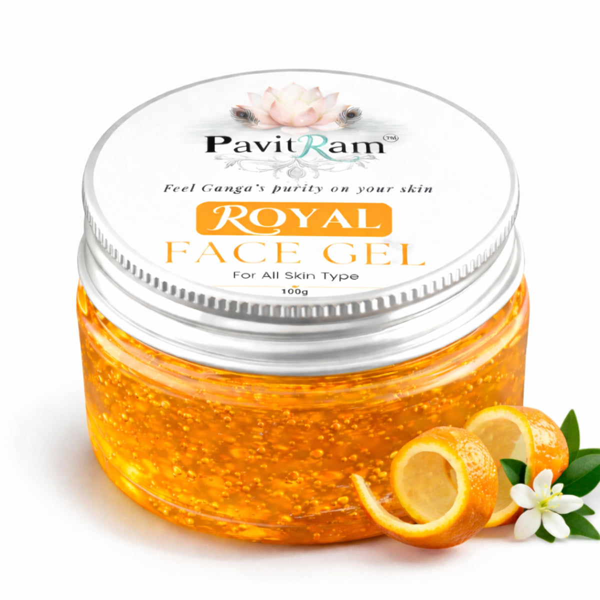 THE PAVITRAM Face Gel for All Skin Types | Refreshing Hydration & Glow Care Orange Face Gel - 100gm