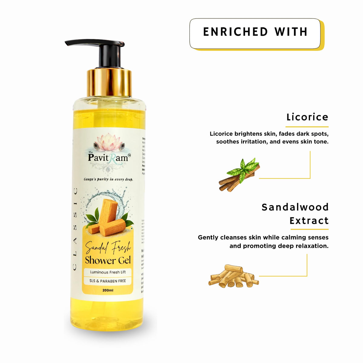 THE PAVITRAM Body Shower Gel | Refreshing Daily Body Cleanser for Men & Women | Bath Gel
