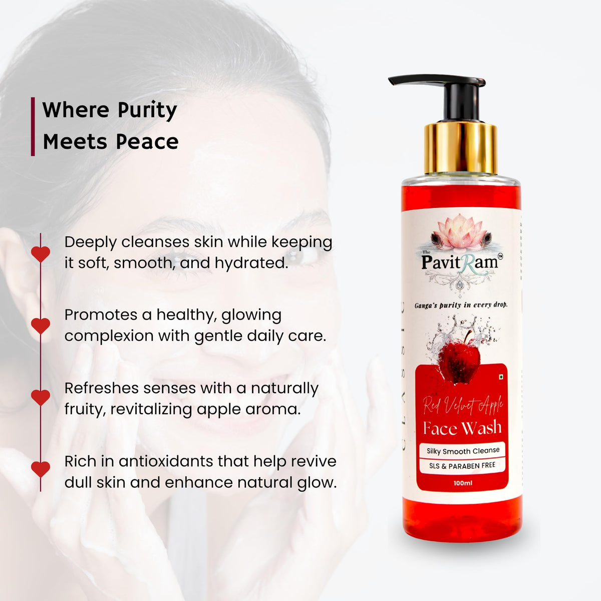THE PAVITRAM Refresh Face Wash 100ml | Aqua Facial Cleanser | Cool Aqua Revive | Daily Face Wash for Men & Women | Refreshing Skin Care Cleanser