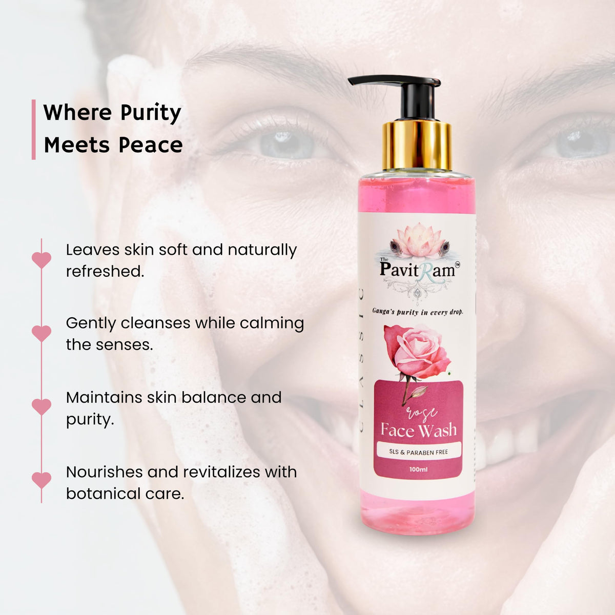 THE PAVITRAM Refresh Face Wash 100ml | Aqua Facial Cleanser | Cool Aqua Revive | Daily Face Wash for Men & Women | Refreshing Skin Care Cleanser