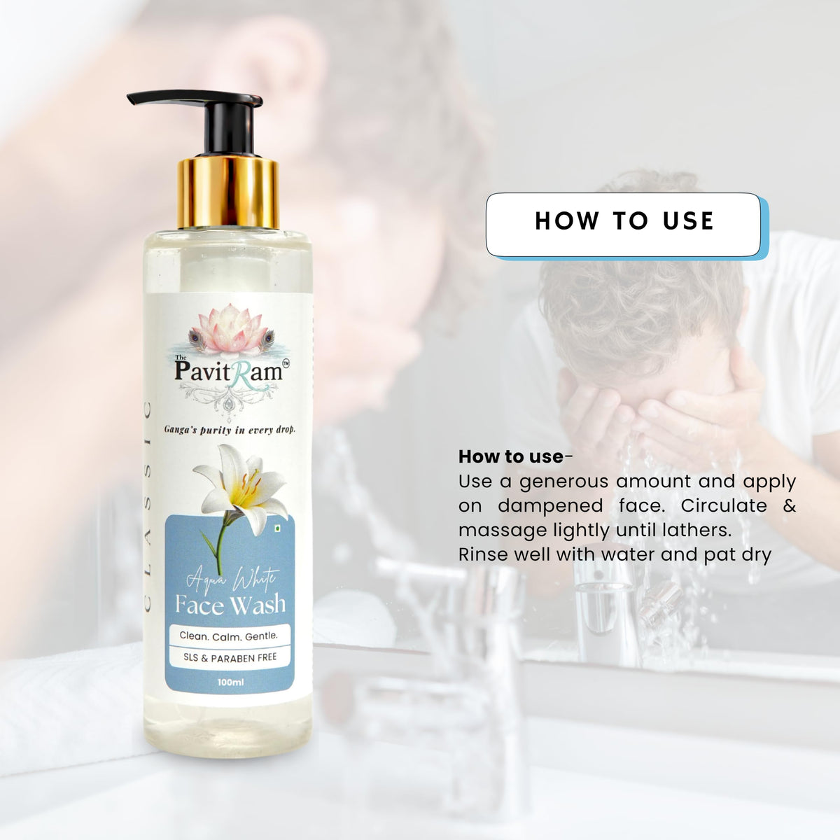 THE PAVITRAM Refresh Face Wash 100ml | Aqua Facial Cleanser | Cool Aqua Revive | Daily Face Wash for Men & Women | Refreshing Skin Care Cleanser