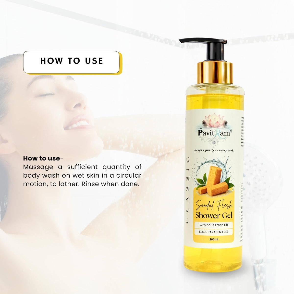 THE PAVITRAM Body Shower Gel | Refreshing Daily Body Cleanser for Men & Women | Bath Gel