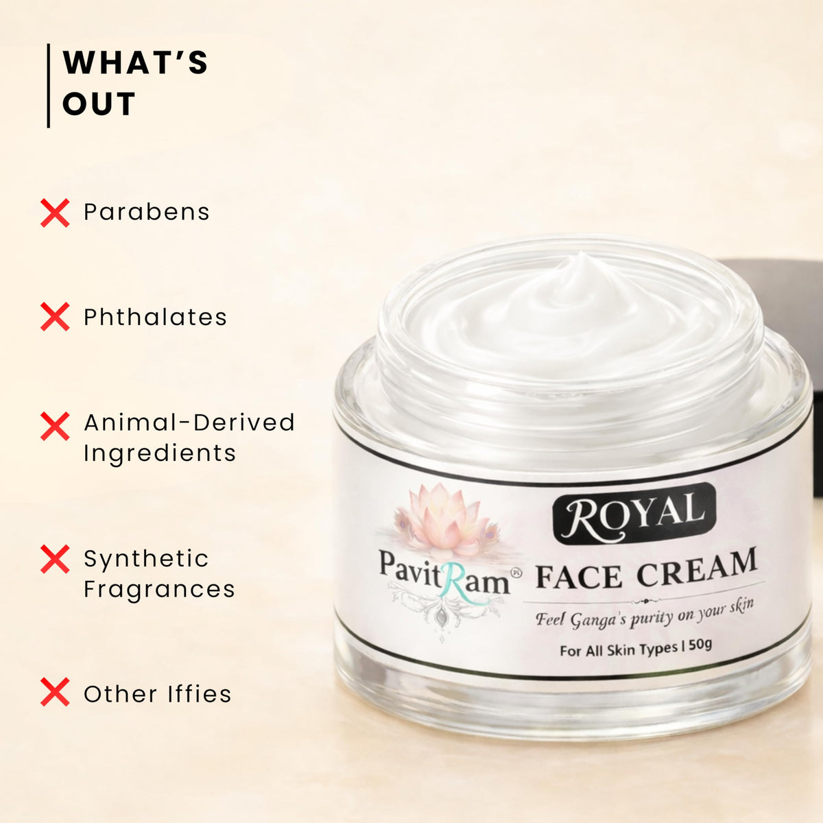 THE PAVITRAM Face Cream for All Skin Types | Daily Moisturizing & Nourishing Face Cream | Soft, Smooth & Healthy-Looking Skin | 50g