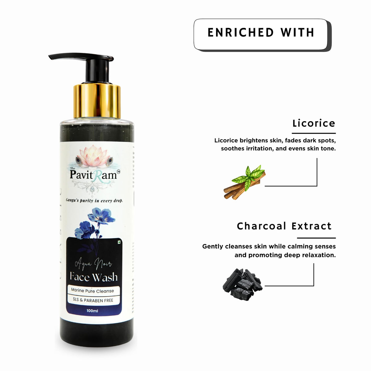 THE PAVITRAM Refresh Face Wash 100ml | Aqua Facial Cleanser | Cool Aqua Revive | Daily Face Wash for Men & Women | Refreshing Skin Care Cleanser