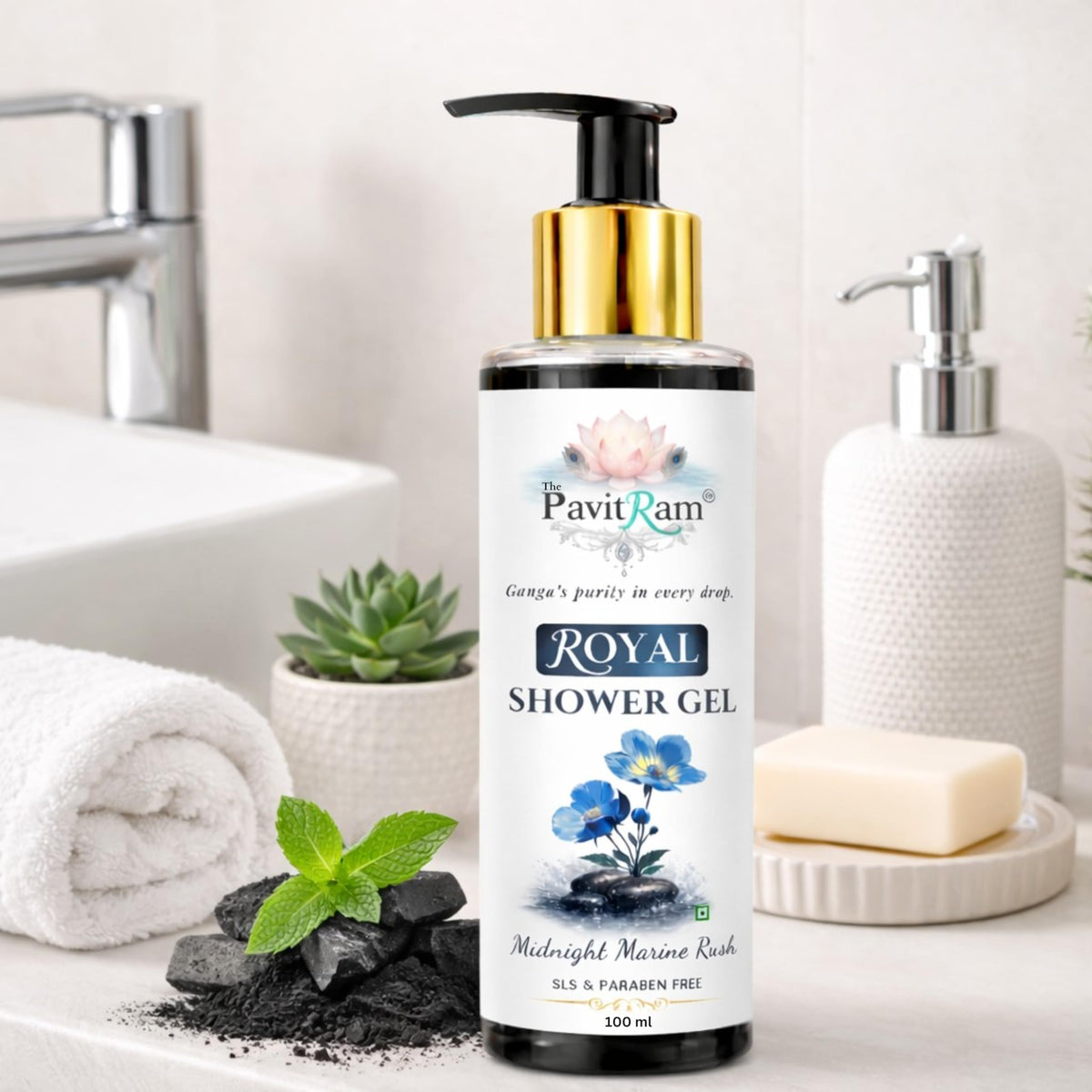THE PAVITRAM Midnight Marine Rush Body Wash 100ml Deep Cleansing Shower Gel for Men & Women | Refreshing Marine Fragrance