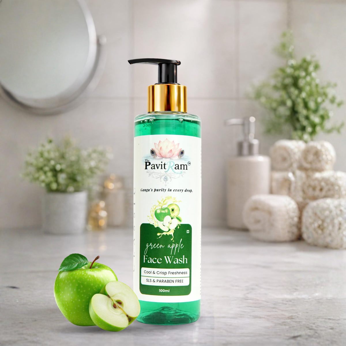 THE PAVITRAM Refresh Face Wash 100ml | Aqua Facial Cleanser | Cool Aqua Revive | Daily Face Wash for Men & Women | Refreshing Skin Care Cleanser