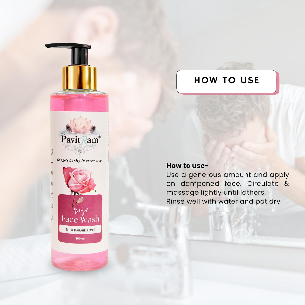 THE PAVITRAM Refresh Face Wash 100ml | Aqua Facial Cleanser | Cool Aqua Revive | Daily Face Wash for Men & Women | Refreshing Skin Care Cleanser