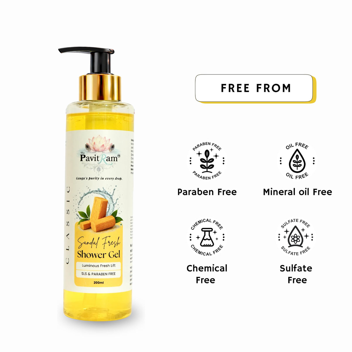 THE PAVITRAM Body Shower Gel | Refreshing Daily Body Cleanser for Men & Women | Bath Gel