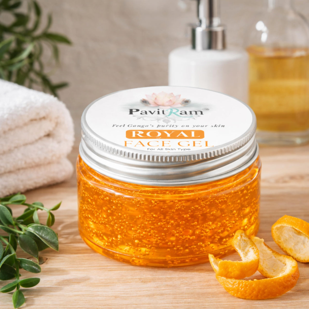 THE PAVITRAM Face Gel for All Skin Types | Refreshing Hydration & Glow Care Orange Face Gel - 100gm