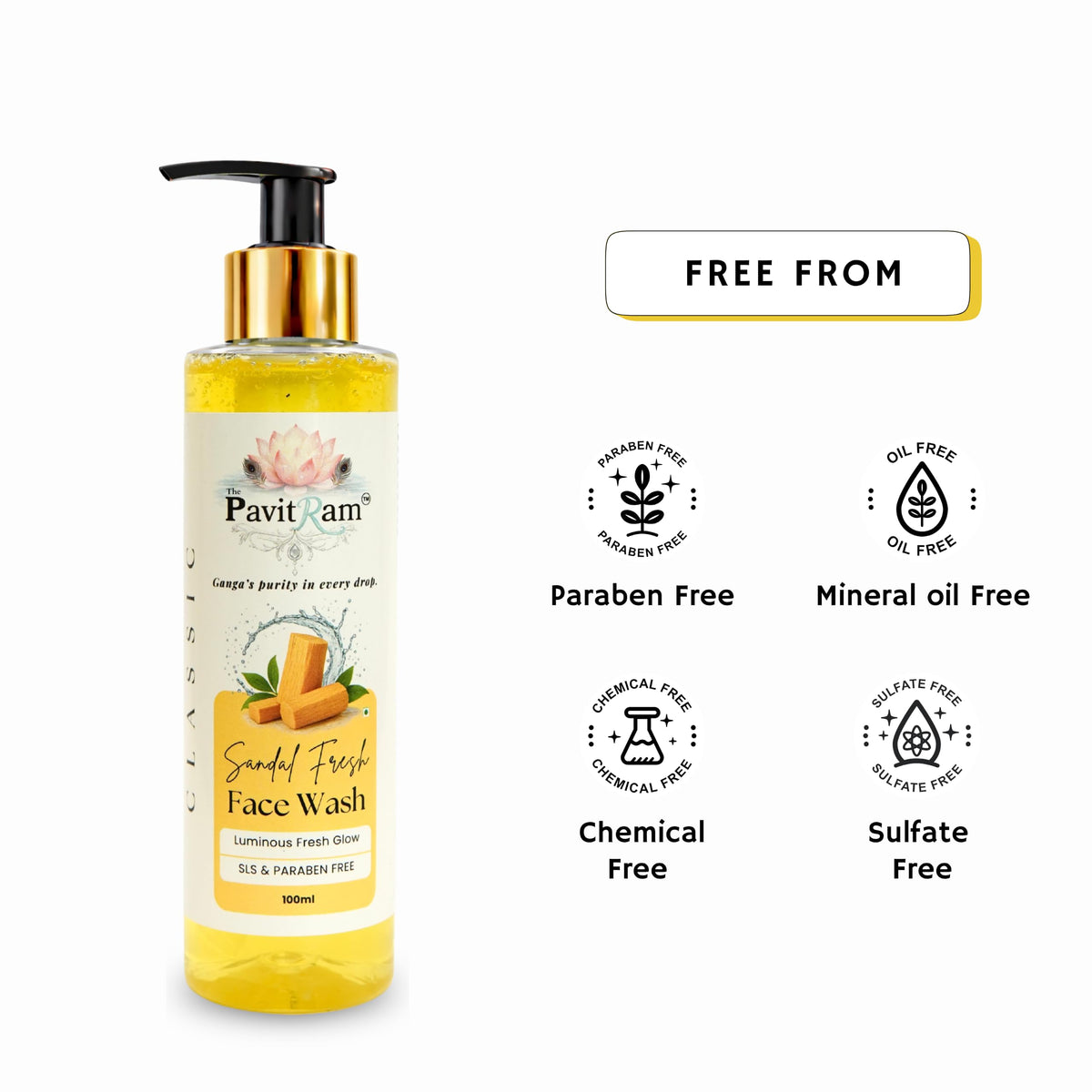 THE PAVITRAM Refresh Face Wash 100ml | Aqua Facial Cleanser | Cool Aqua Revive | Daily Face Wash for Men & Women | Refreshing Skin Care Cleanser