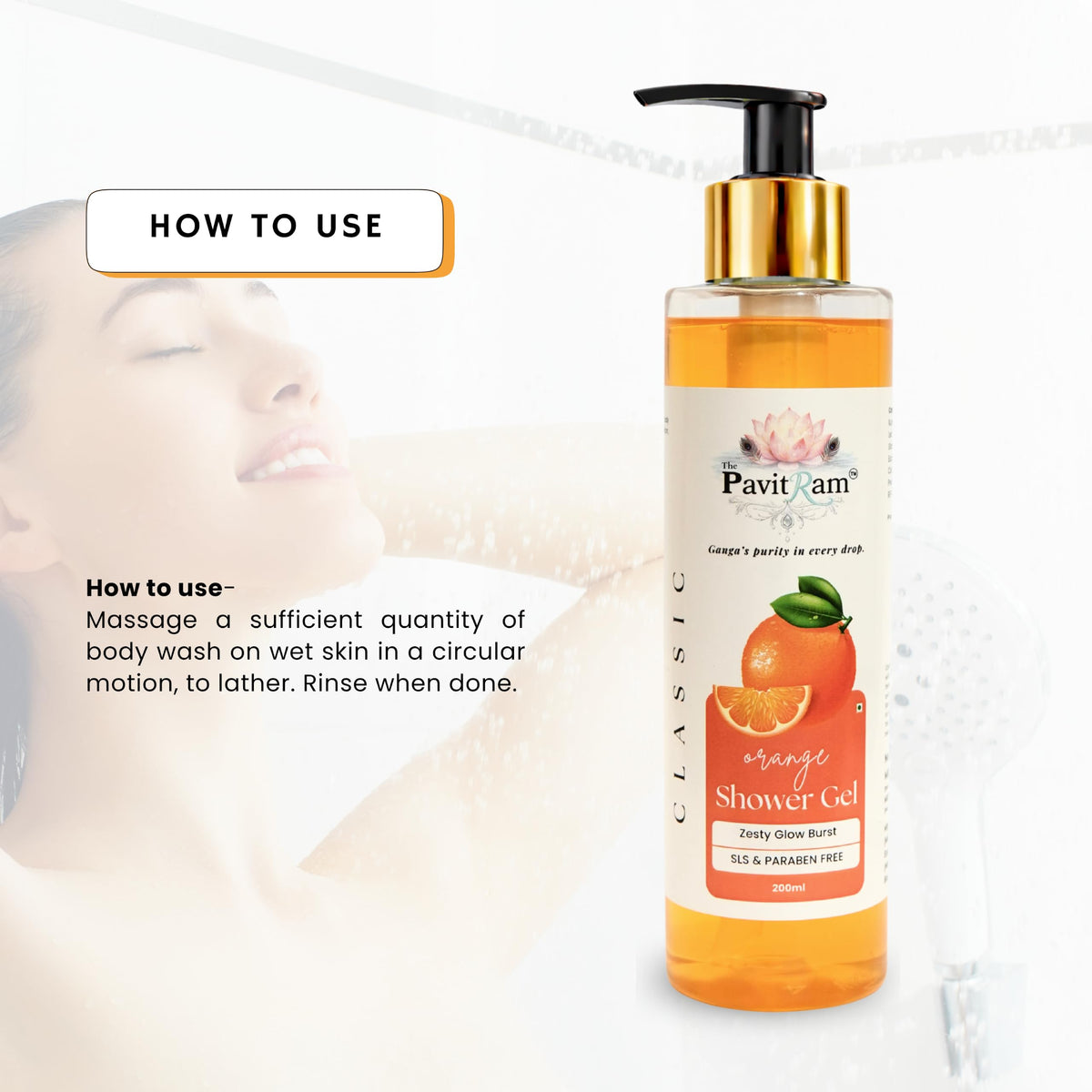 THE PAVITRAM Body Shower Gel | Refreshing Daily Body Cleanser for Men & Women | Bath Gel