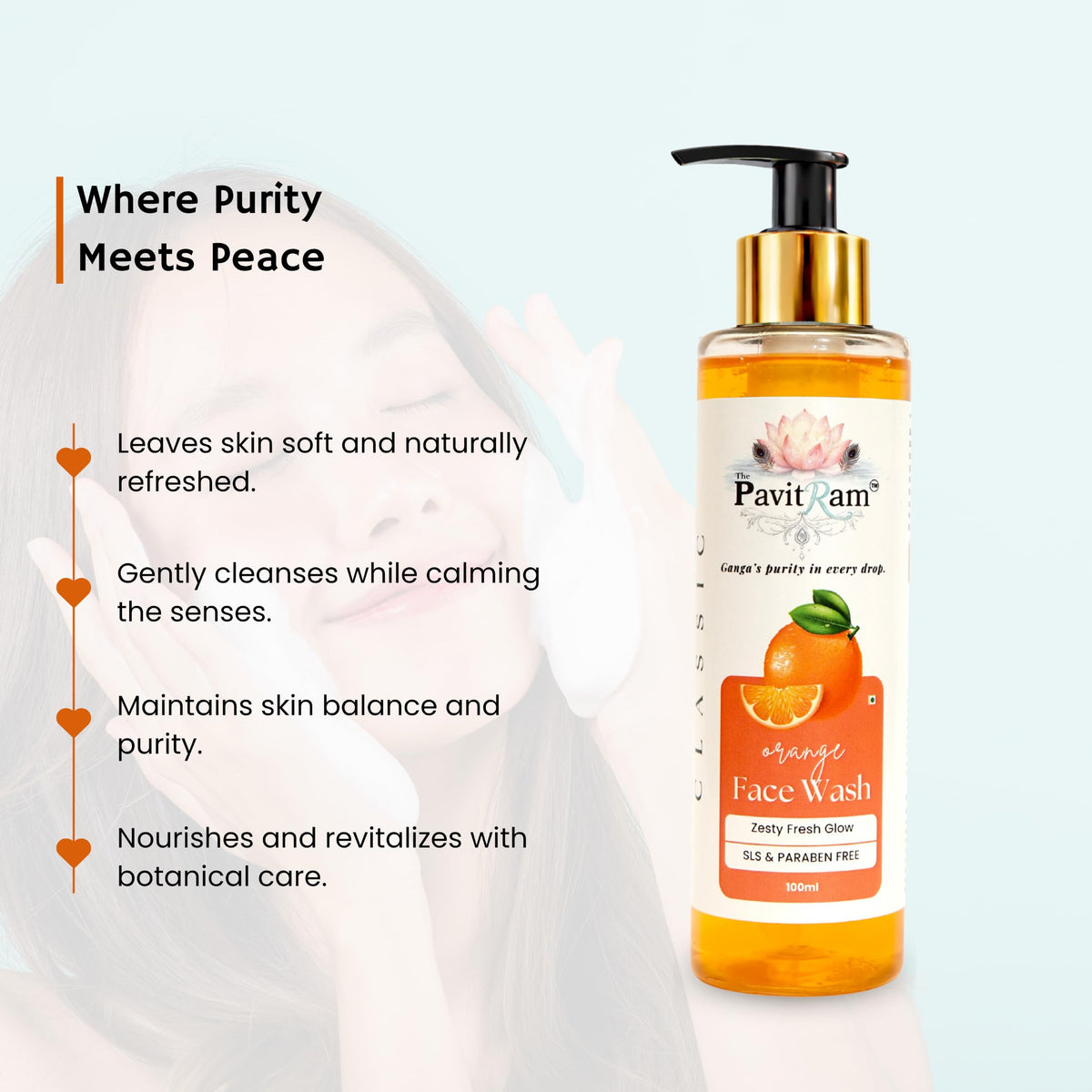 THE PAVITRAM Refresh Face Wash 100ml | Aqua Facial Cleanser | Cool Aqua Revive | Daily Face Wash for Men & Women | Refreshing Skin Care Cleanser