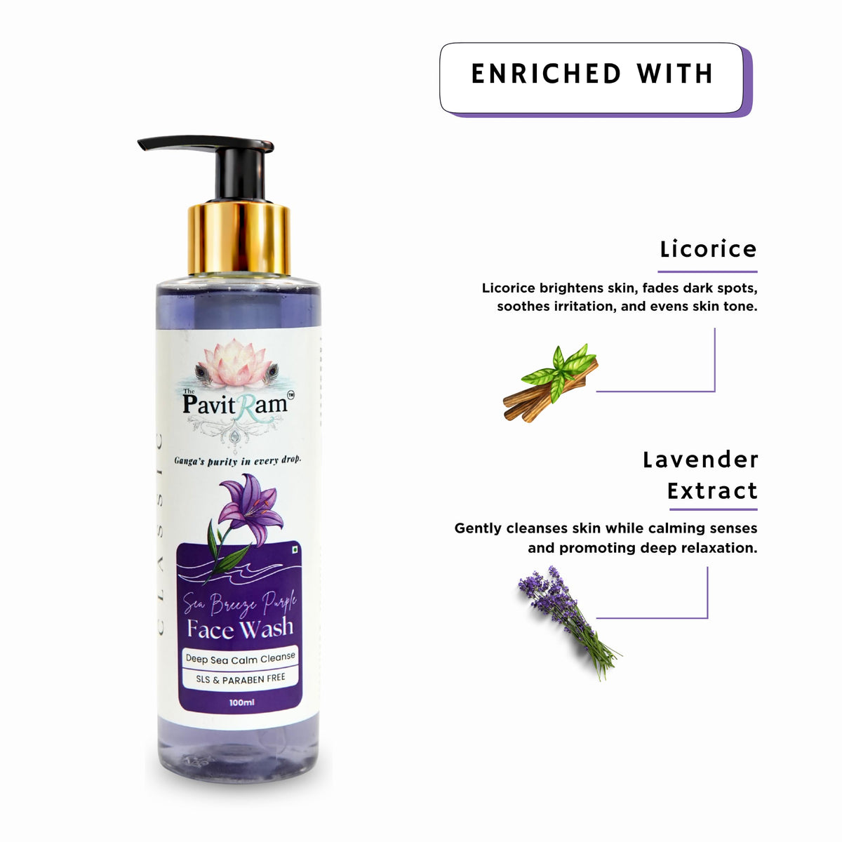 THE PAVITRAM Refresh Face Wash 100ml | Aqua Facial Cleanser | Cool Aqua Revive | Daily Face Wash for Men & Women | Refreshing Skin Care Cleanser