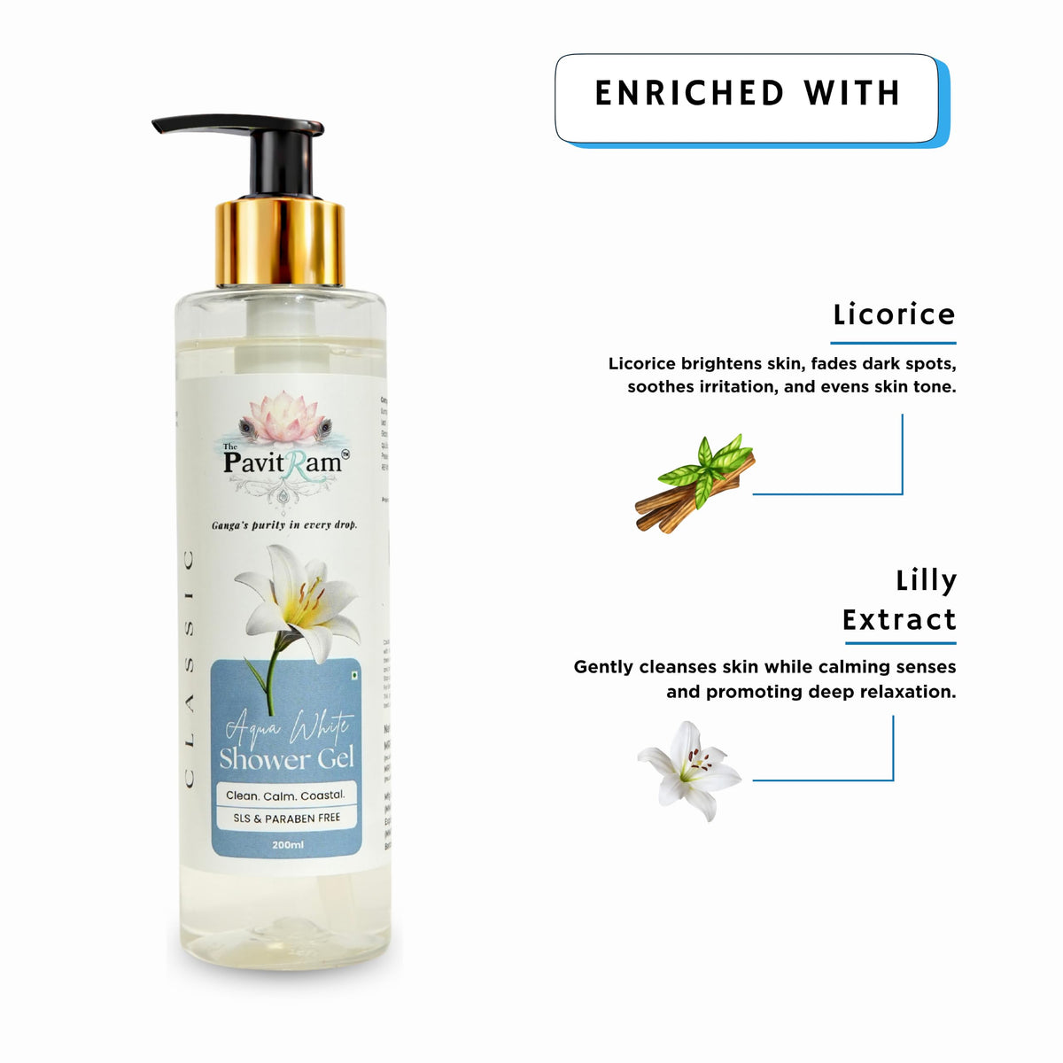 THE PAVITRAM Body Shower Gel | Refreshing Daily Body Cleanser for Men & Women | Bath Gel