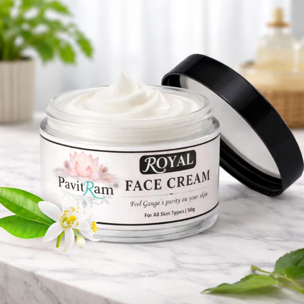 THE PAVITRAM Face Cream for All Skin Types | Daily Moisturizing & Nourishing Face Cream | Soft, Smooth & Healthy-Looking Skin | 50g