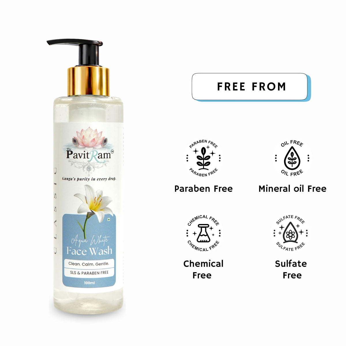 THE PAVITRAM Refresh Face Wash 100ml | Aqua Facial Cleanser | Cool Aqua Revive | Daily Face Wash for Men & Women | Refreshing Skin Care Cleanser