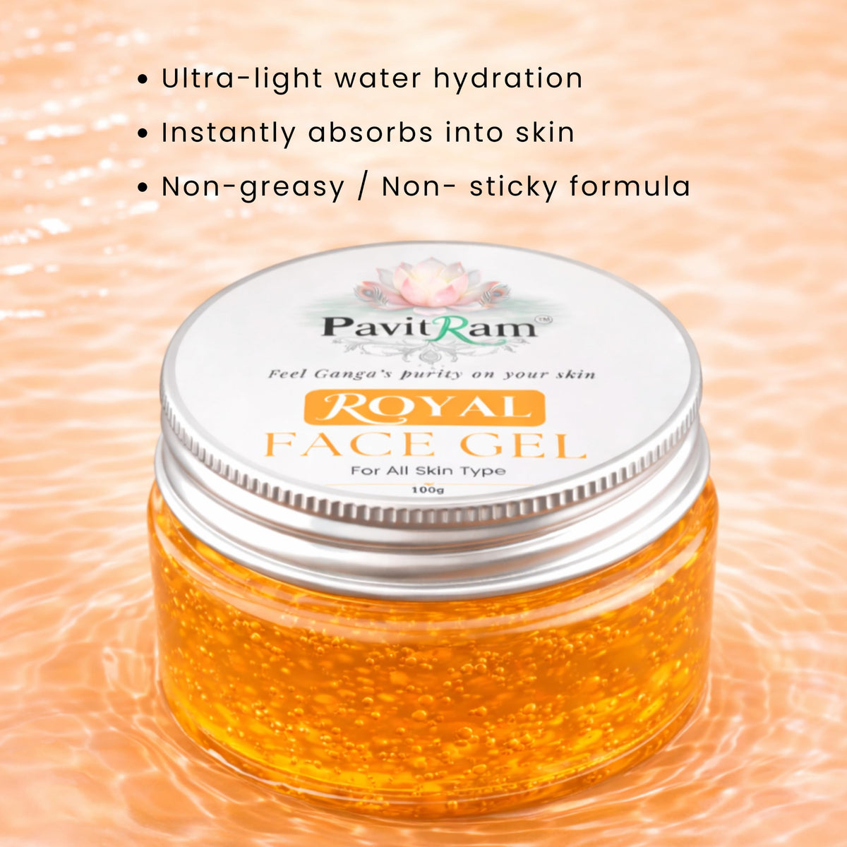 THE PAVITRAM Face Gel for All Skin Types | Refreshing Hydration & Glow Care Orange Face Gel - 100gm