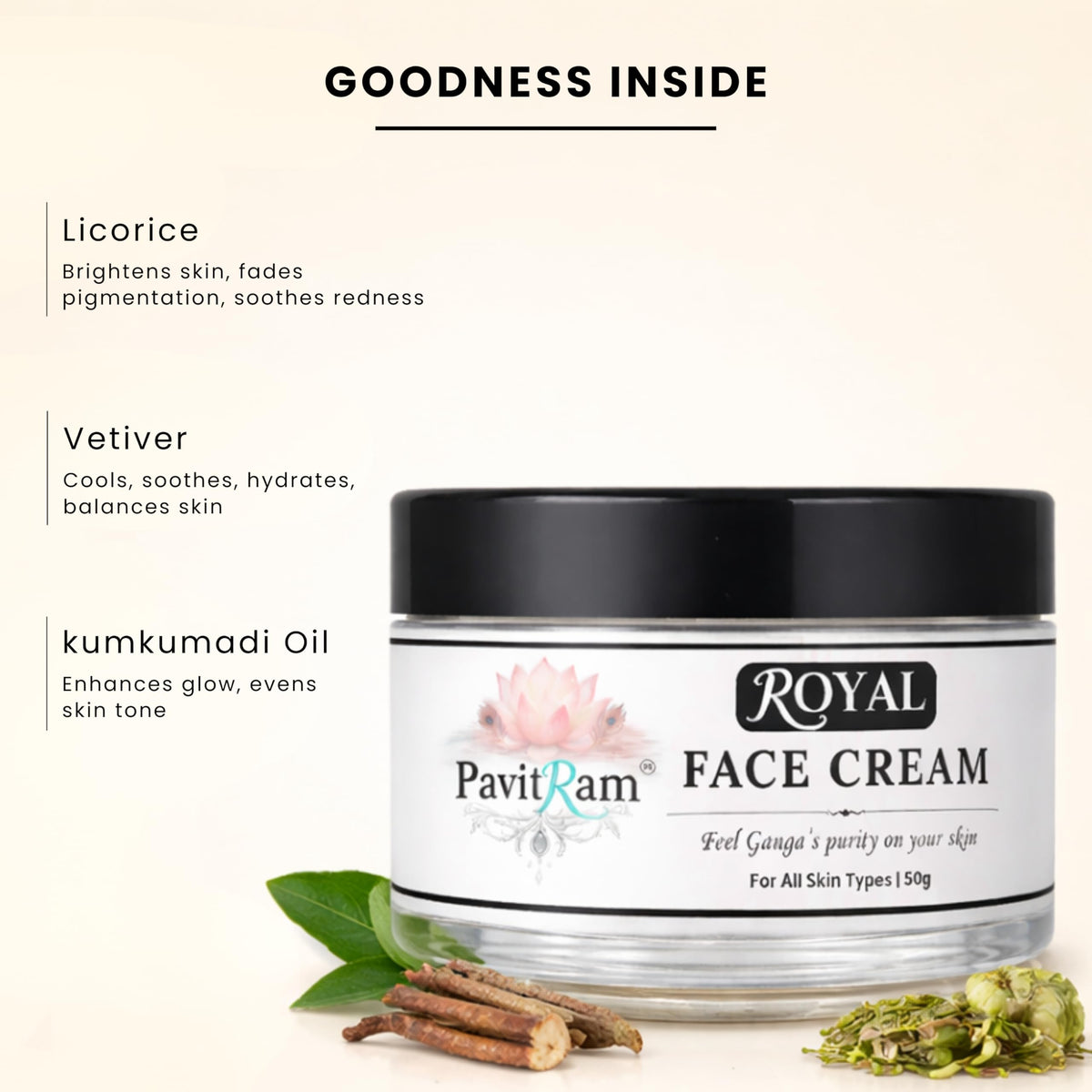 THE PAVITRAM Face Cream for All Skin Types | Daily Moisturizing & Nourishing Face Cream | Soft, Smooth & Healthy-Looking Skin | 50g