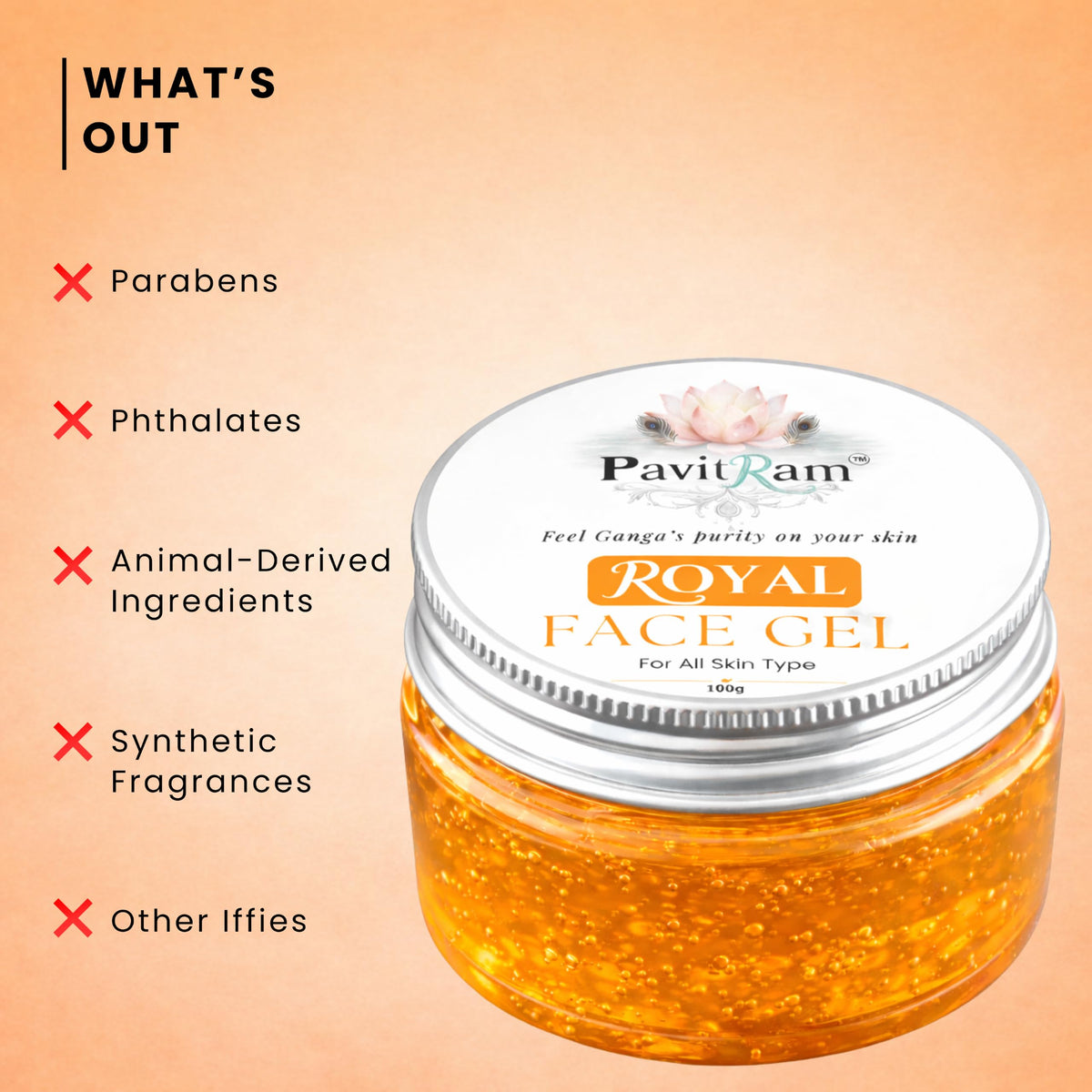 THE PAVITRAM Face Gel for All Skin Types | Refreshing Hydration & Glow Care Orange Face Gel - 100gm