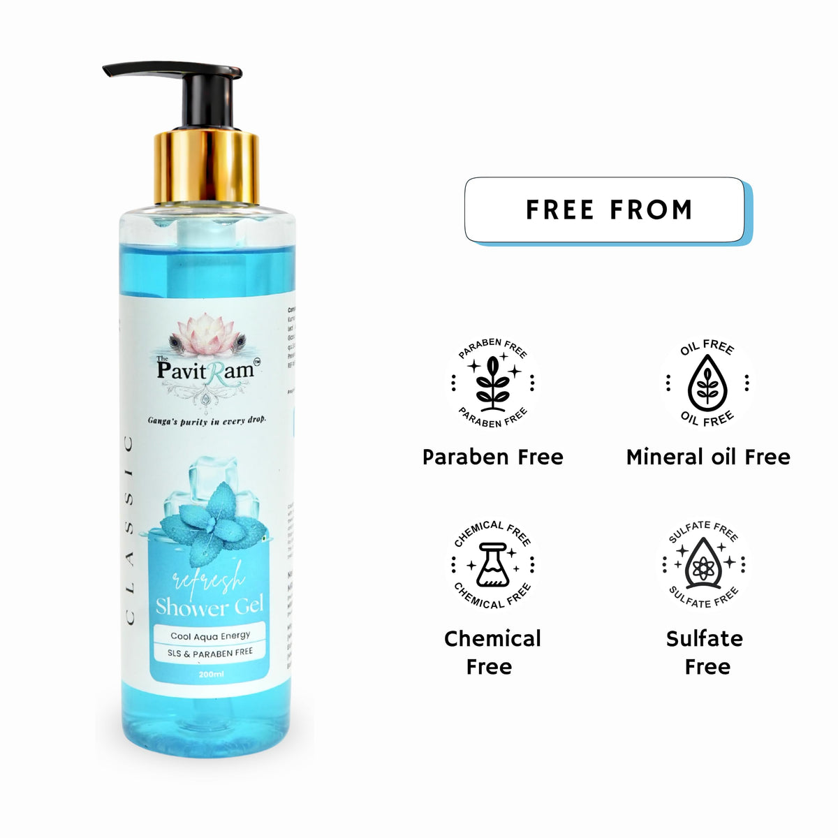 THE PAVITRAM Body Shower Gel | Refreshing Daily Body Cleanser for Men & Women | Bath Gel