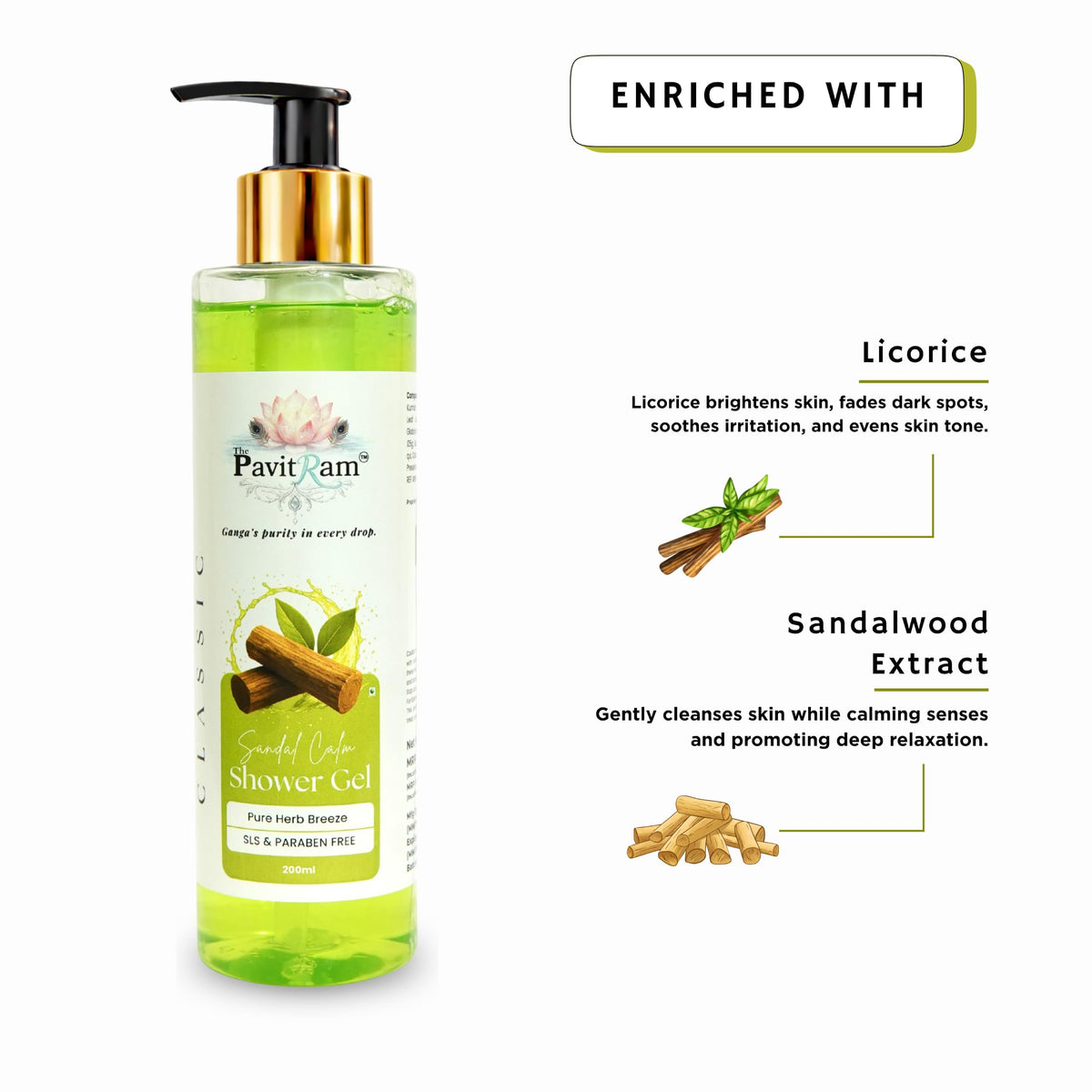 THE PAVITRAM Body Shower Gel | Refreshing Daily Body Cleanser for Men & Women | Bath Gel
