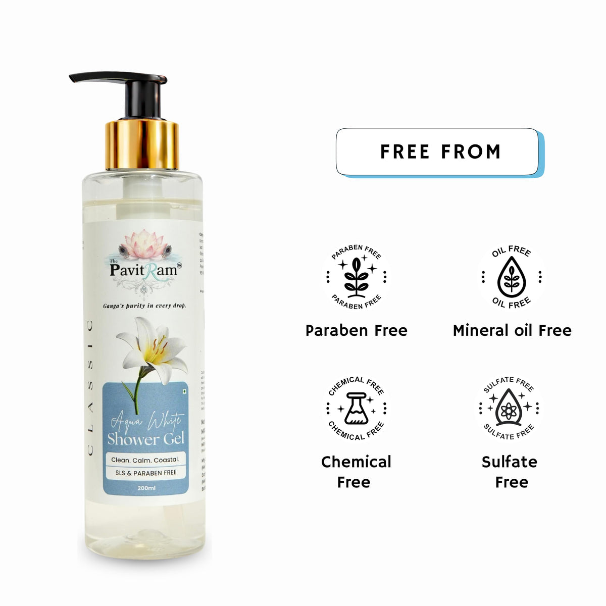 THE PAVITRAM Body Shower Gel | Refreshing Daily Body Cleanser for Men & Women | Bath Gel
