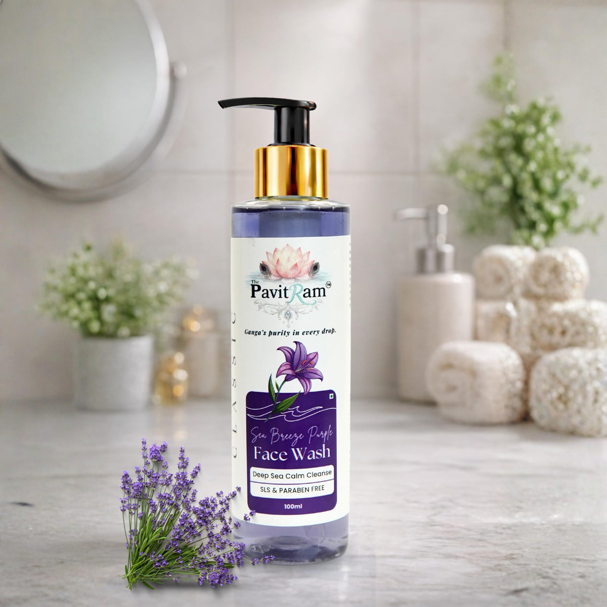 THE PAVITRAM Refresh Face Wash 100ml | Aqua Facial Cleanser | Cool Aqua Revive | Daily Face Wash for Men & Women | Refreshing Skin Care Cleanser