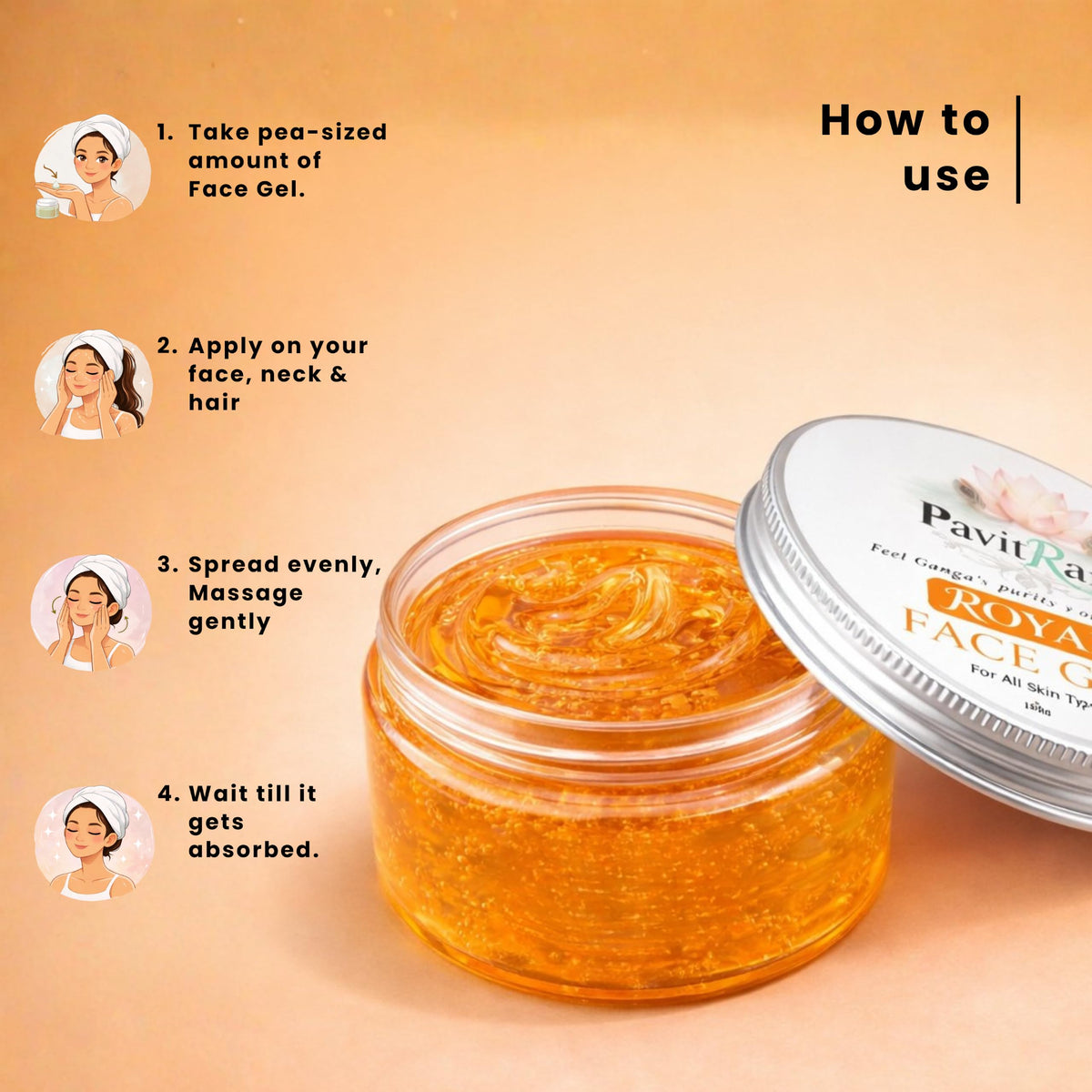 THE PAVITRAM Face Gel for All Skin Types | Refreshing Hydration & Glow Care Orange Face Gel - 100gm