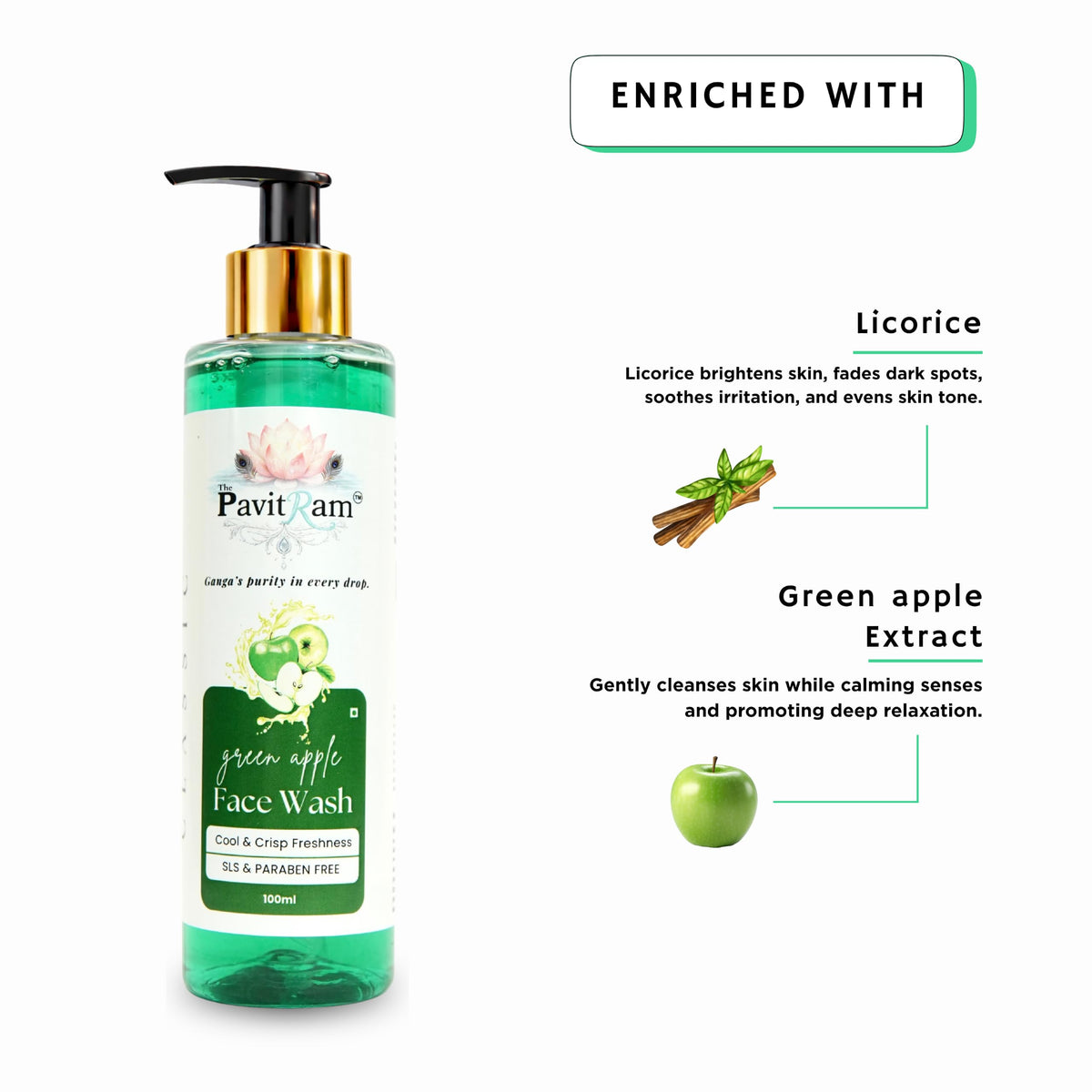 THE PAVITRAM Refresh Face Wash 100ml | Aqua Facial Cleanser | Cool Aqua Revive | Daily Face Wash for Men & Women | Refreshing Skin Care Cleanser