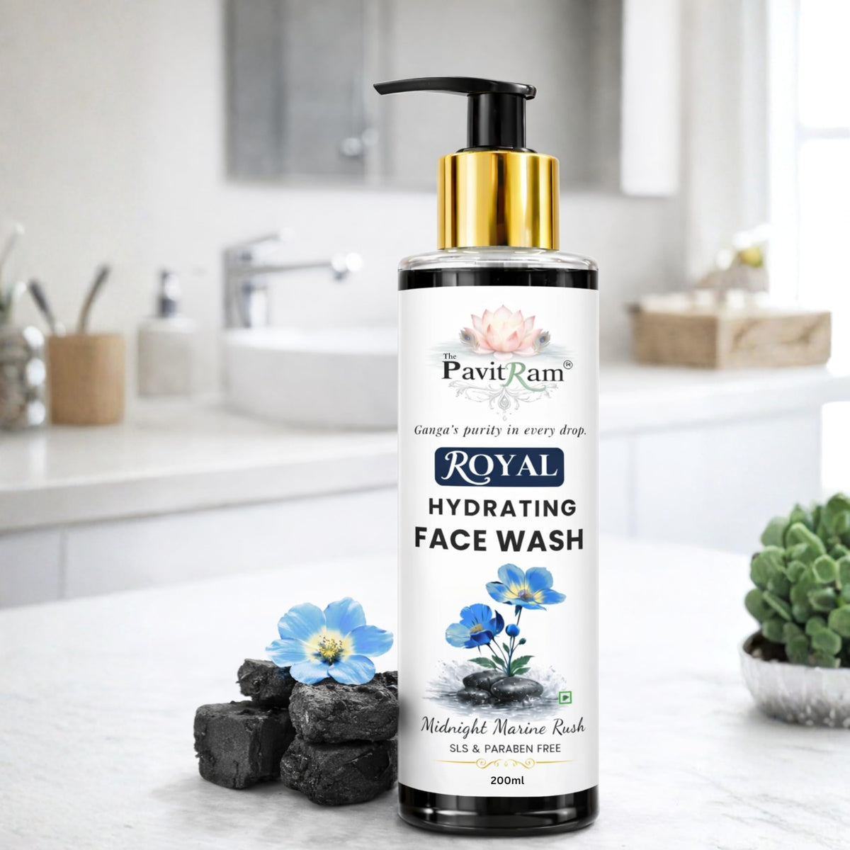 THE PAVITRAM Midnight Marine Rush Face Wash 200ml| Deep Cleansing Refreshing Face Cleanser | Oil Control & Hydrating Formula for Men & Women | Daily Fresh Skin Care