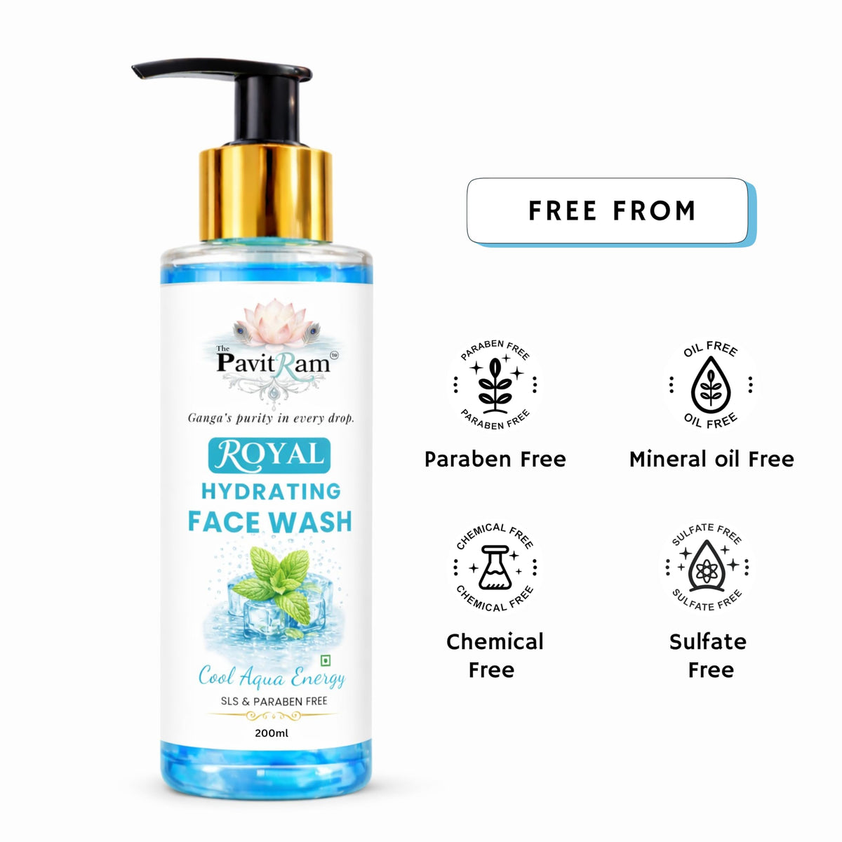 THE PAVITRAM Pure Herb Breeze Face Wash 200ml| Herbal Refreshing Daily Cleanser | Deep Cleansing & Oil Control Formula for Men & Women | Soft Fresh Healthy Skin