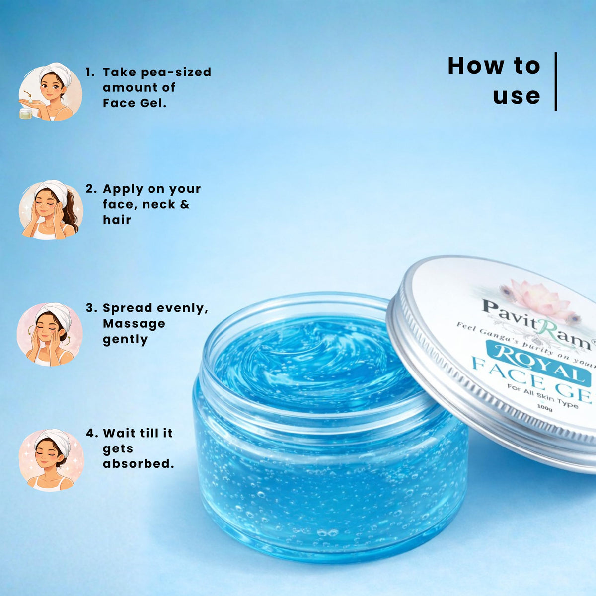 THE PAVITRAM Face Gel for All Skin Types | Hydrating Face Gel for Soft, Fresh & Glowing Skin | Daily Skin Care Gel | 100g
