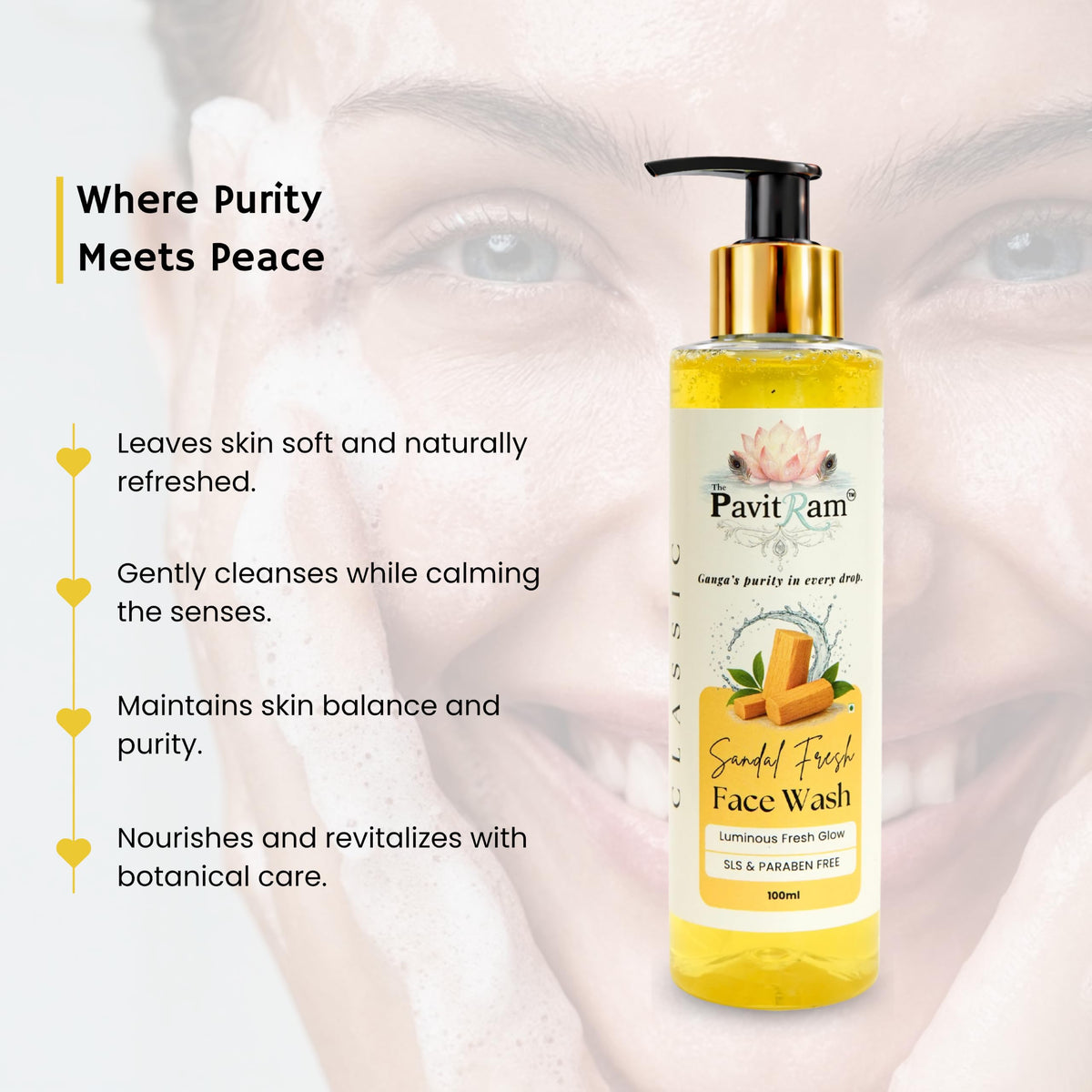 THE PAVITRAM Refresh Face Wash 100ml | Aqua Facial Cleanser | Cool Aqua Revive | Daily Face Wash for Men & Women | Refreshing Skin Care Cleanser