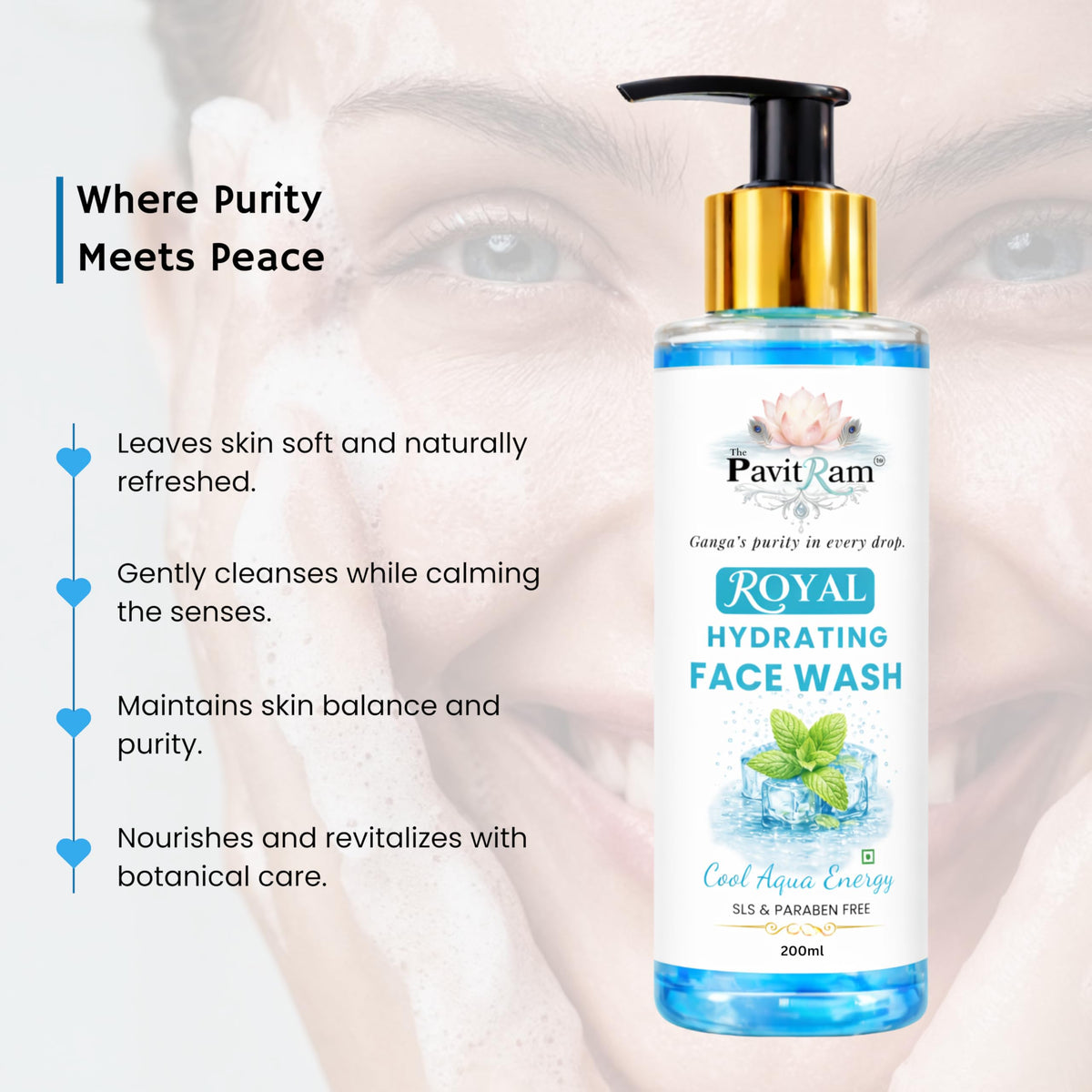 THE PAVITRAM Pure Herb Breeze Face Wash 200ml| Herbal Refreshing Daily Cleanser | Deep Cleansing & Oil Control Formula for Men & Women | Soft Fresh Healthy Skin