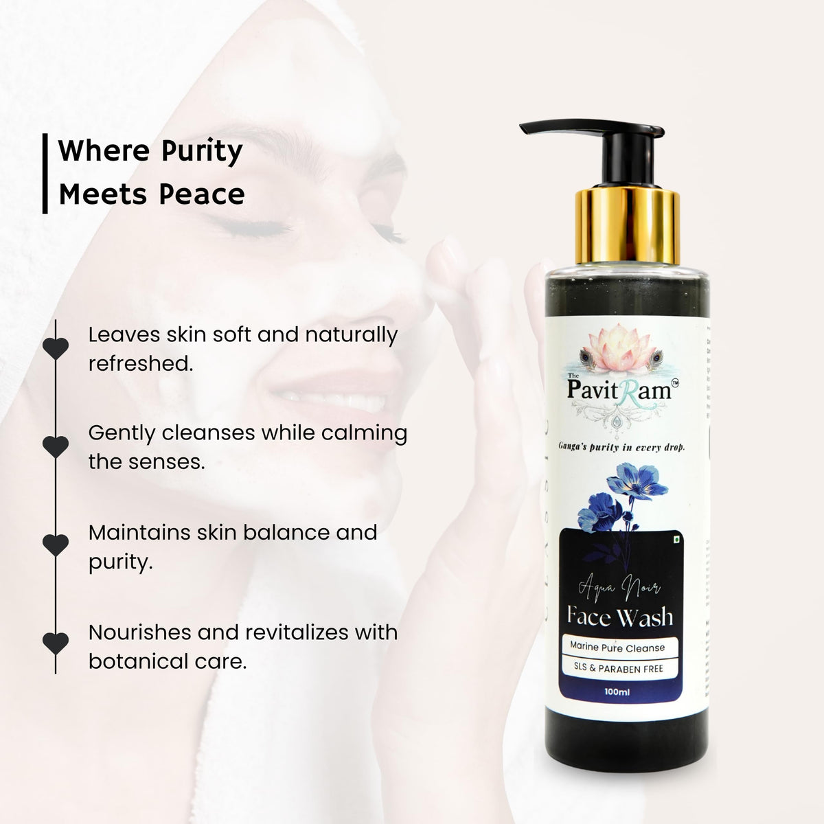 THE PAVITRAM Refresh Face Wash 100ml | Aqua Facial Cleanser | Cool Aqua Revive | Daily Face Wash for Men & Women | Refreshing Skin Care Cleanser