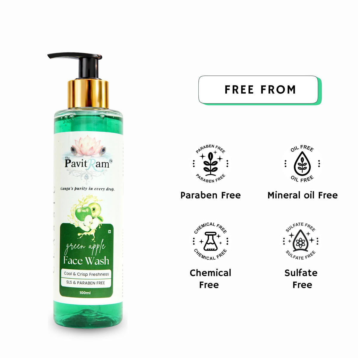 THE PAVITRAM Refresh Face Wash 100ml | Aqua Facial Cleanser | Cool Aqua Revive | Daily Face Wash for Men & Women | Refreshing Skin Care Cleanser