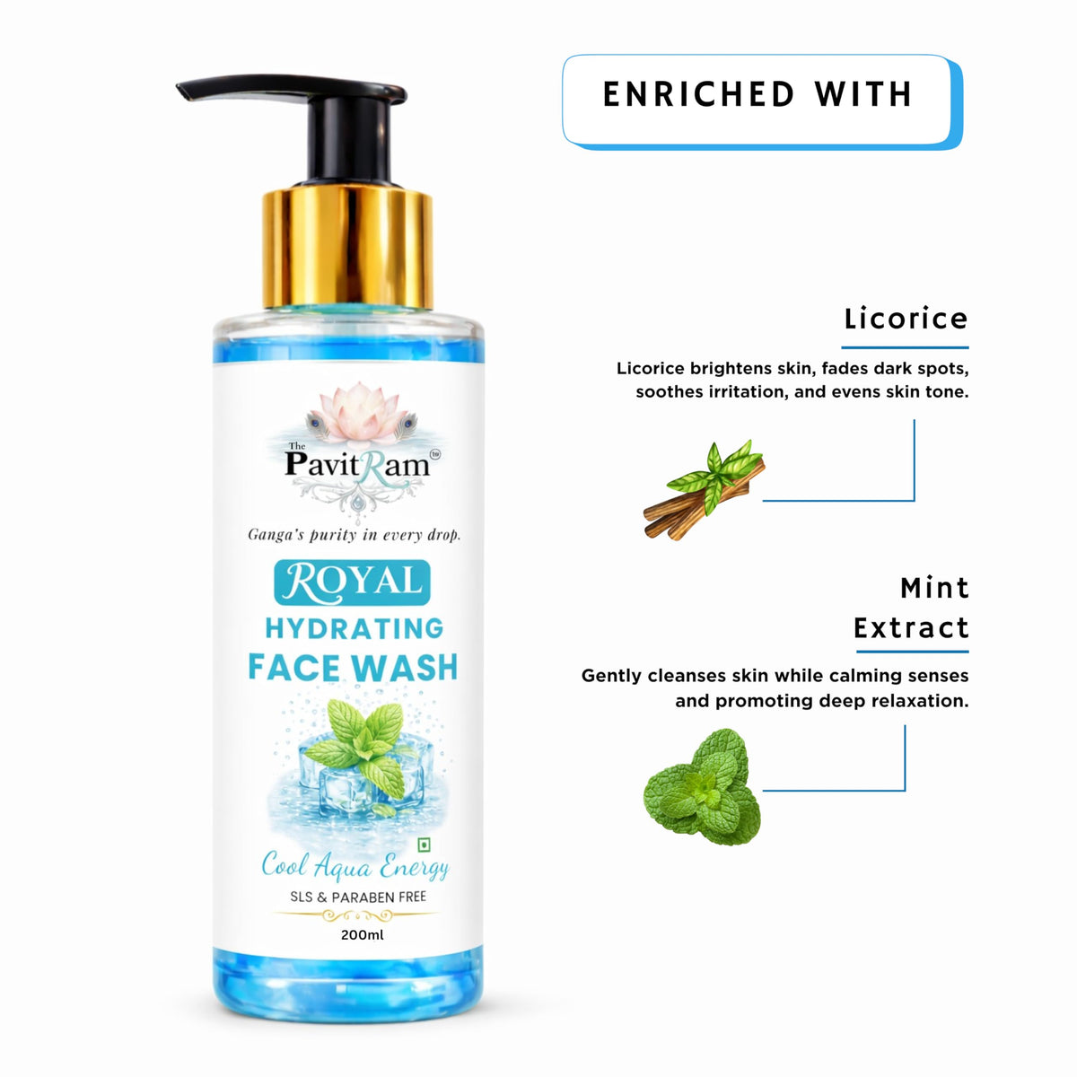 THE PAVITRAM Pure Herb Breeze Face Wash 200ml| Herbal Refreshing Daily Cleanser | Deep Cleansing & Oil Control Formula for Men & Women | Soft Fresh Healthy Skin