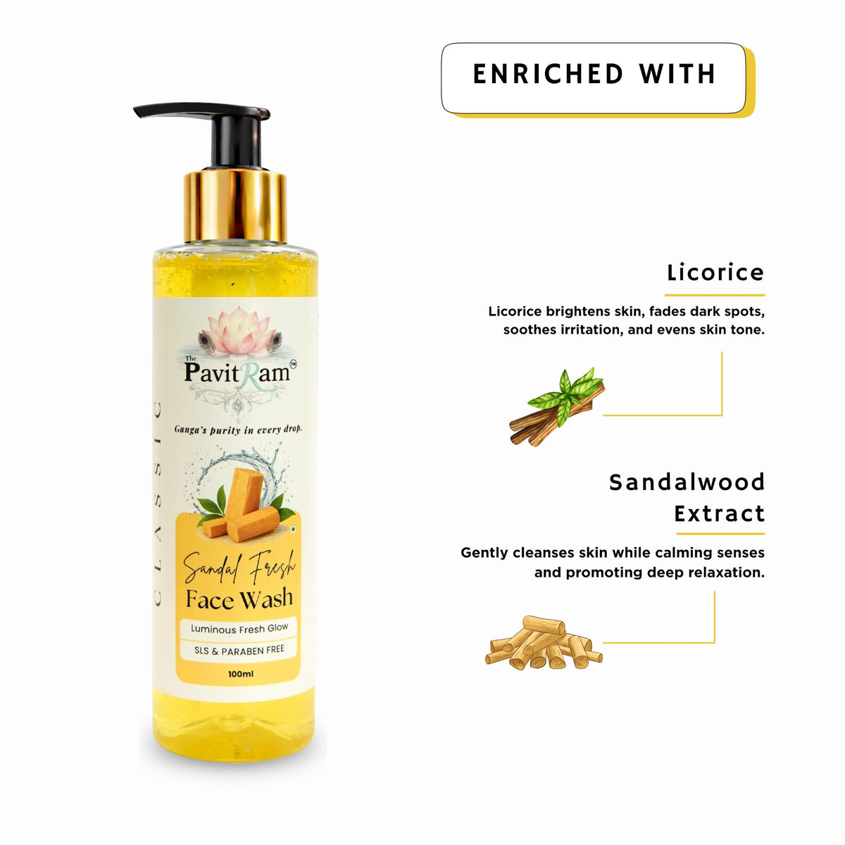THE PAVITRAM Refresh Face Wash 100ml | Aqua Facial Cleanser | Cool Aqua Revive | Daily Face Wash for Men & Women | Refreshing Skin Care Cleanser