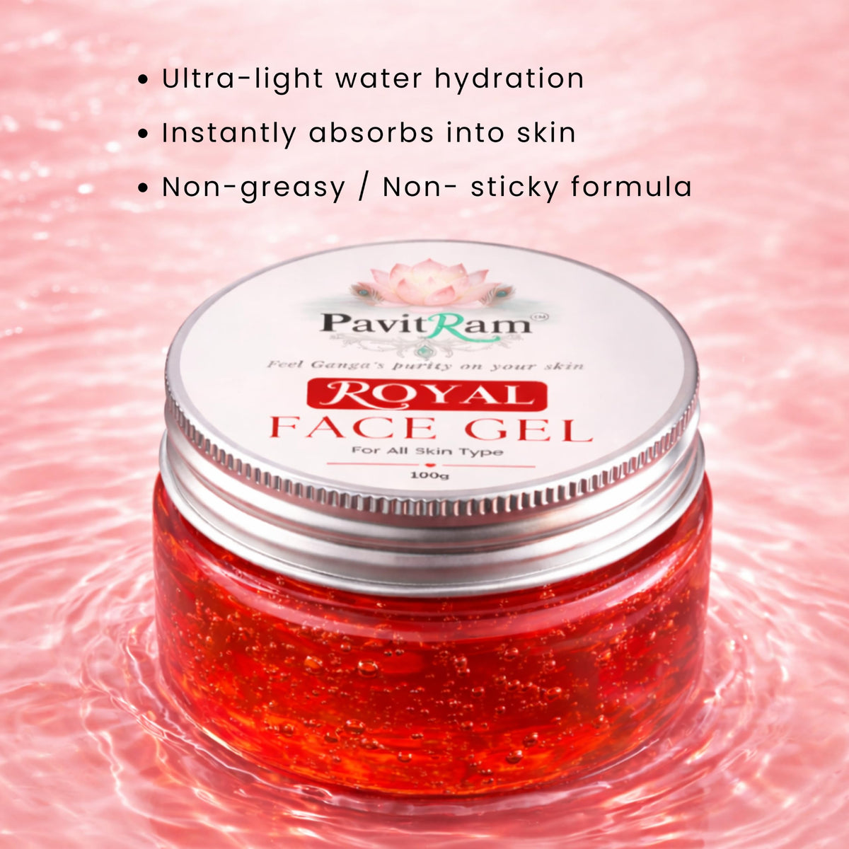 THE PAVITRAM Face Gel for All Skin Types | Hydrating Face Gel for Soft, Fresh & Glowing Skin | Lightweight Non-Greasy Moisturizer | Daily Skin Care Gel | 100g