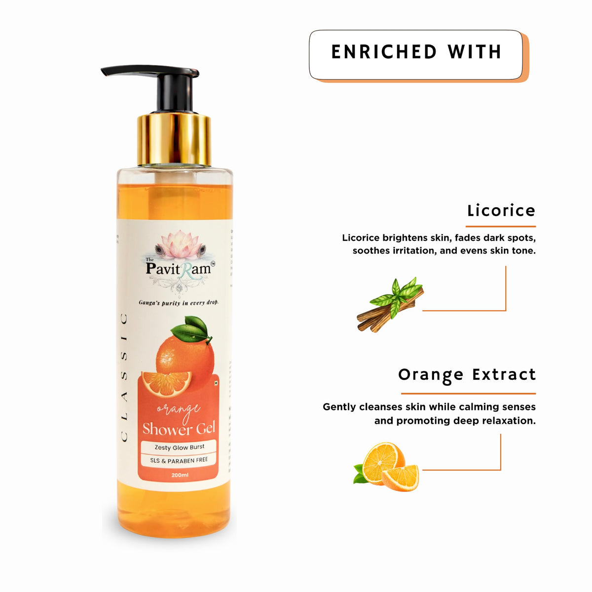 THE PAVITRAM Body Shower Gel | Refreshing Daily Body Cleanser for Men & Women | Bath Gel