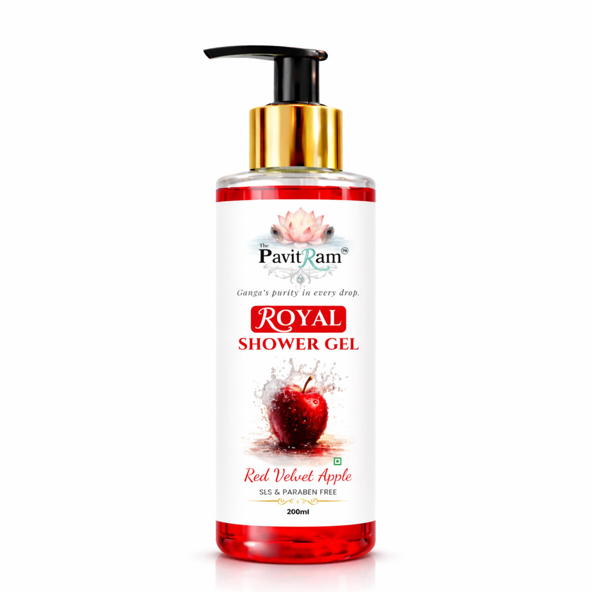THE PAVITRAM Shower Gel – Red Velvet Apple Body Wash with Fruity Freshness |Gentle Daily Cleanser | Refreshing Apple Fragrance | 200 ml