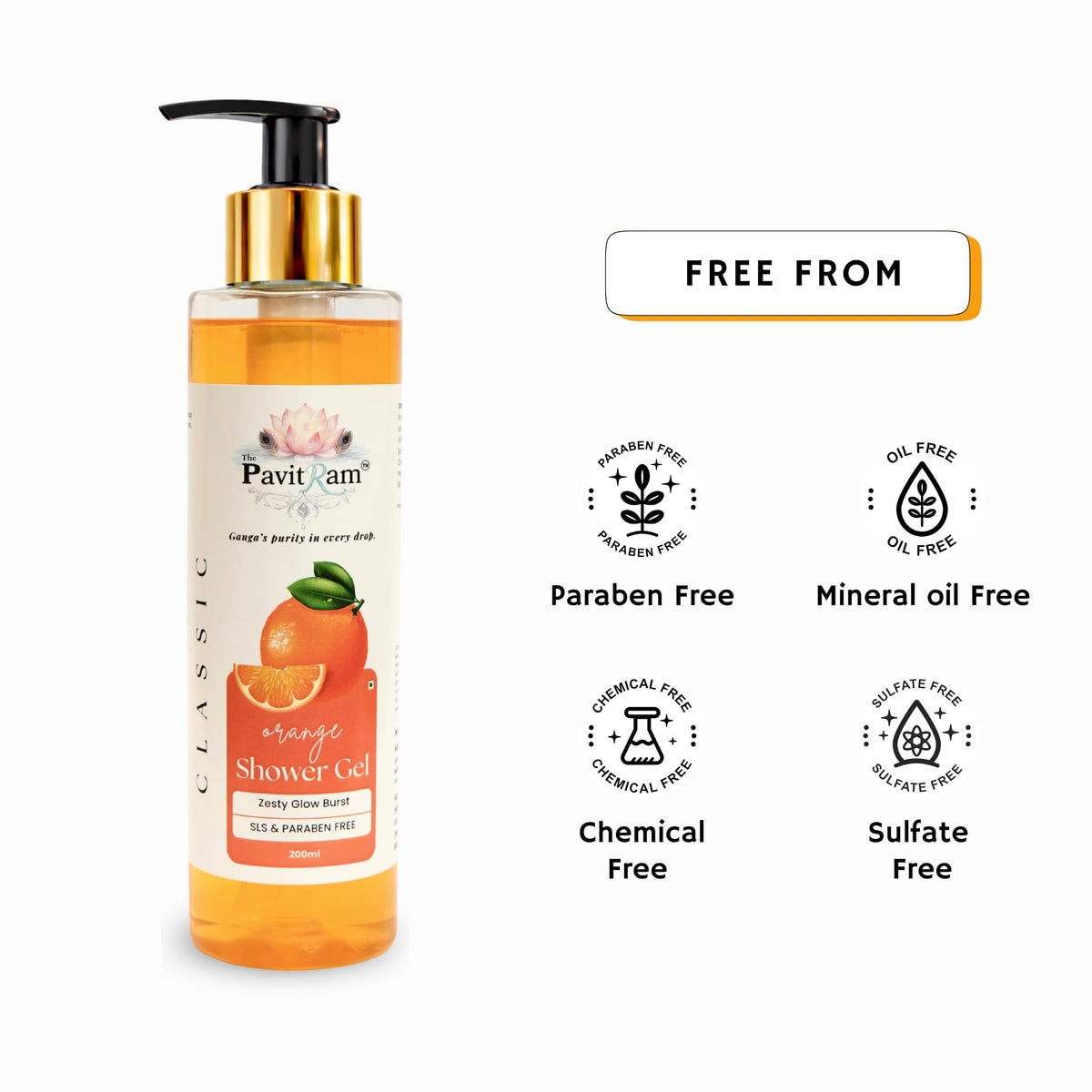 THE PAVITRAM Body Shower Gel | Refreshing Daily Body Cleanser for Men & Women | Bath Gel