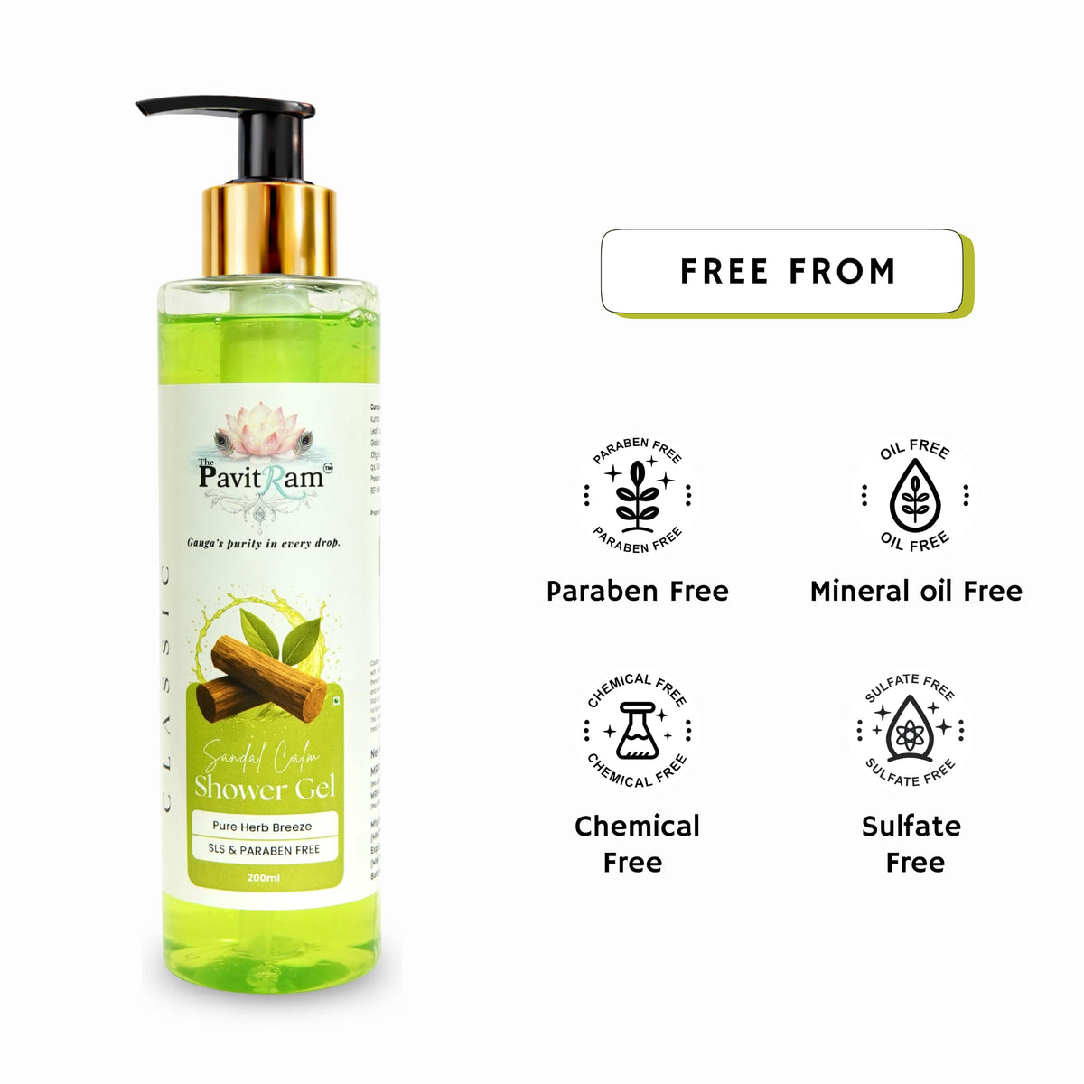 THE PAVITRAM Body Shower Gel | Refreshing Daily Body Cleanser for Men & Women | Bath Gel