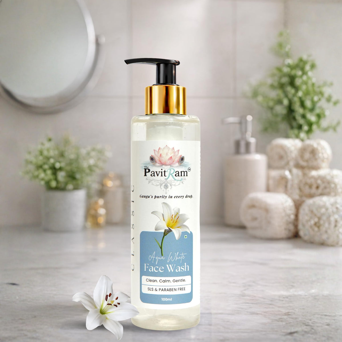 THE PAVITRAM Refresh Face Wash 100ml | Aqua Facial Cleanser | Cool Aqua Revive | Daily Face Wash for Men & Women | Refreshing Skin Care Cleanser