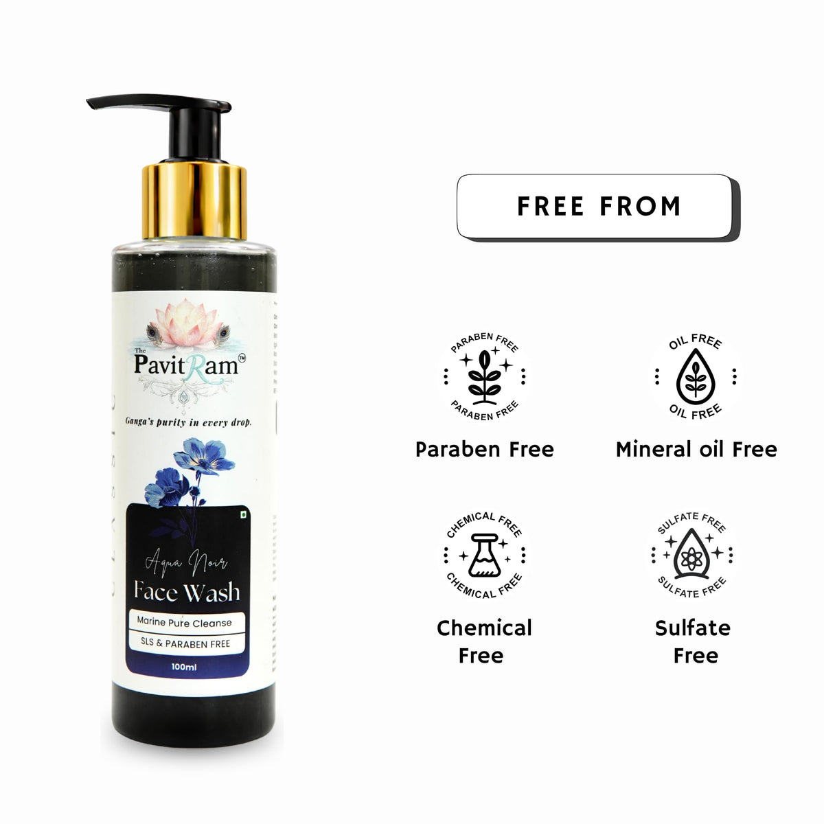 THE PAVITRAM Refresh Face Wash 100ml | Aqua Facial Cleanser | Cool Aqua Revive | Daily Face Wash for Men & Women | Refreshing Skin Care Cleanser