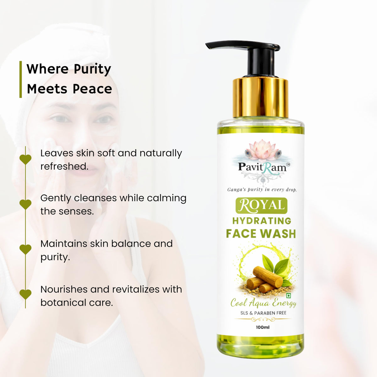 THE PAVITRAM Cool Aqua Energy Face Wash 100ml| Refreshing Daily Cleanser for Men & Women | Deep Cleansing & Oil Control | Hydrating Aqua Fresh Formula for Soft & Healthy Skin