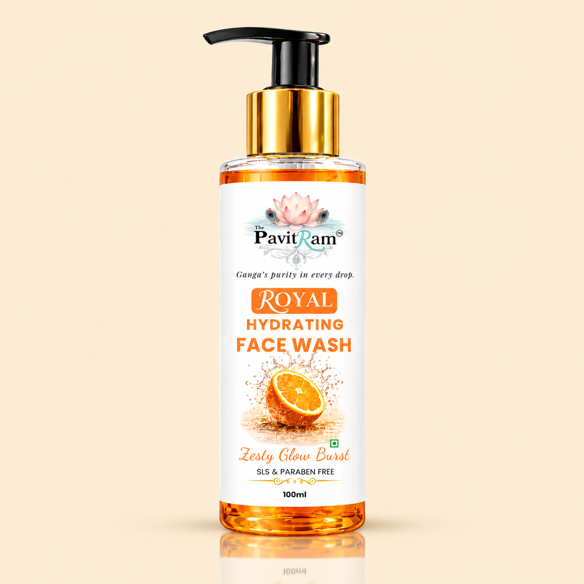 THE PAVITRAM Zesty Glow Burst Face Wash 100ml| Brightening & Refreshing Daily Cleanser | Deep Cleansing Oil Control Formula for Men & Women | Fresh Glowing Skin Care