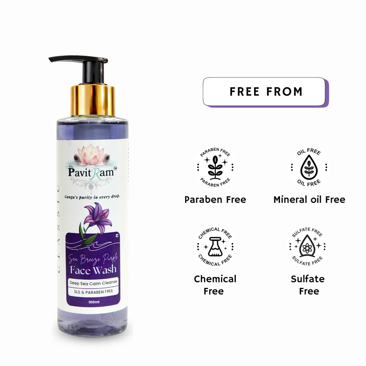 THE PAVITRAM Refresh Face Wash 100ml | Aqua Facial Cleanser | Cool Aqua Revive | Daily Face Wash for Men & Women | Refreshing Skin Care Cleanser