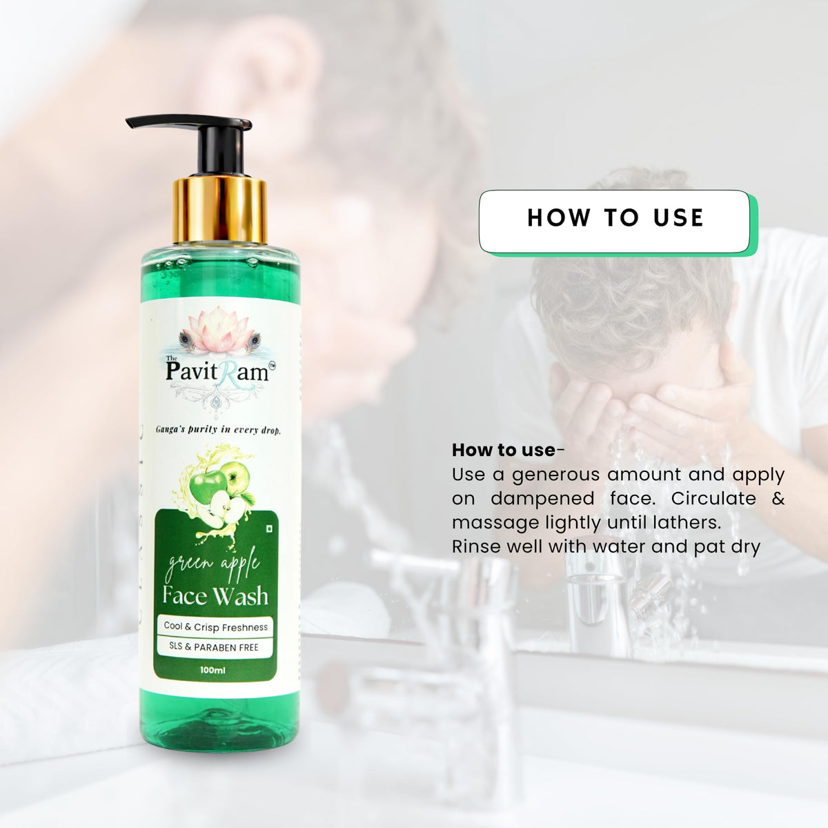 THE PAVITRAM Refresh Face Wash 100ml | Aqua Facial Cleanser | Cool Aqua Revive | Daily Face Wash for Men & Women | Refreshing Skin Care Cleanser
