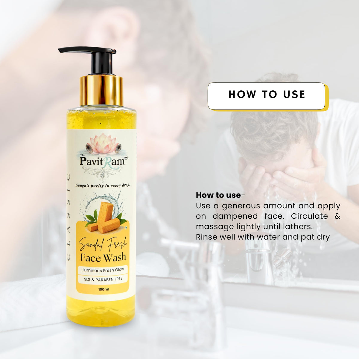 THE PAVITRAM Refresh Face Wash 100ml | Aqua Facial Cleanser | Cool Aqua Revive | Daily Face Wash for Men & Women | Refreshing Skin Care Cleanser